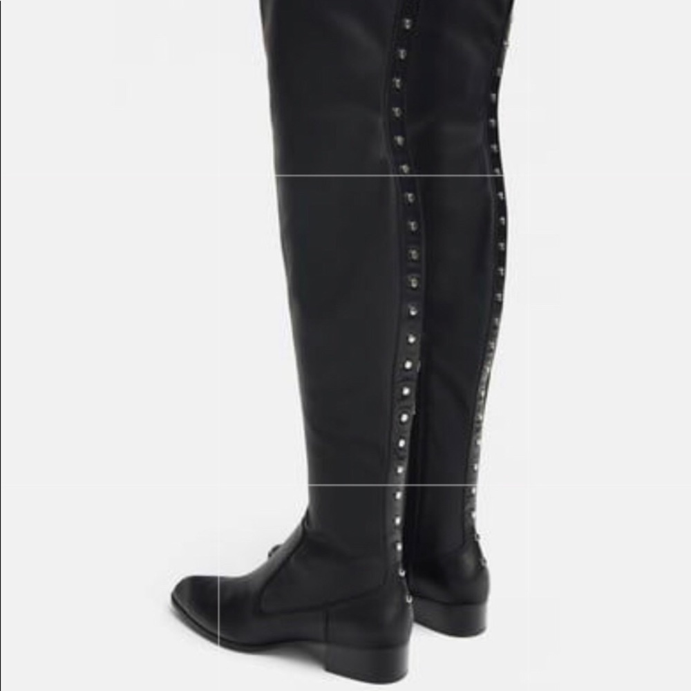 Zara flat thigh high studded boots